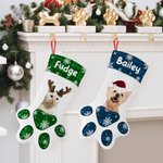 Personalisierte Katze Hund Pfote druckt Haustier Foto Weihnachten Strumpf mit Namen Weihnachtsbaum Dekoration Geschenk für Kinder Haustierliebhaber