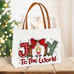Sac à Main en Toile Personnalisé avec Personnage Dessin Thème de Joy To The World Cadeau Anniversaire Noël pour Famille Amis
