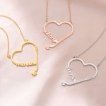 Personalised Exquisite Heart Shape Hockey Pendant Necklace with Name Birthday Anniversary Gift for Hockey Lovers