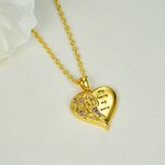 Personalized Angel Wing Heart Pendant Necklace with Birthstone and Engraved Name Dainty Family Jewelry Birthday Anniversary Gift for Women