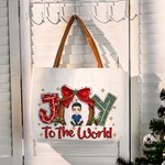 Sac à Main en Toile Personnalisé avec Personnage Dessin Thème de Joy To The World Cadeau Anniversaire Noël pour Famille Amis