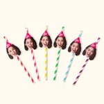 Gepersonaliseerde Gezichtsfoto Grote Hoofduitknipsel Papieren Rietjes Leuke Verjaardag Vrijgezellenfeest Afstudeerfeest Cadeau voor Vrouwen Mannen