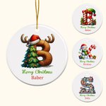 Spersonalizowane Wesołych Świąt Santa Hat Snowman Initial Ceramic Ornament With Name Christmas Tree Decor Party Gift For Family