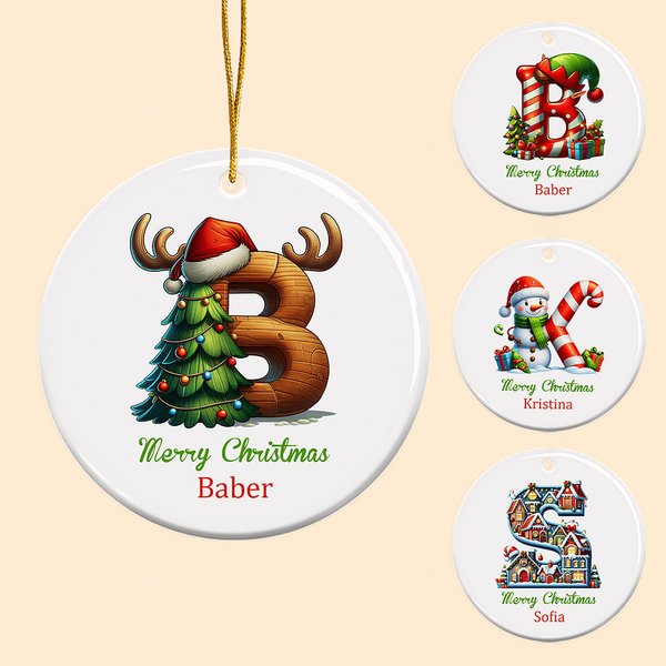 Spersonalizowane Wesołych Świąt Santa Hat Snowman Initial Ceramic Ornament With Name Christmas Tree Decor Party Gift For Family