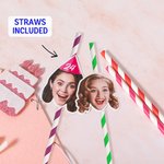 Gepersonaliseerde Gezichtsfoto Grote Hoofduitknipsel Papieren Rietjes Leuke Verjaardag Vrijgezellenfeest Afstudeerfeest Cadeau voor Vrouwen Mannen