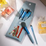 Personalizada de dibujos animados Árbol de Navidad Inicial bolsa de pinceles de maquillaje con 8 piezas de pinceles de maquillaje y el nombre de Navid