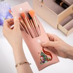 Personalizada de dibujos animados Árbol de Navidad Inicial bolsa de pinceles de maquillaje con 8 piezas de pinceles de maquillaje y el nombre de Navid