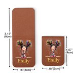 Personalized Cute Quirky Girl Magnetic Leather Bookmark Clip with Engraved Name Birthday Gift for Book Lovers Bookworm