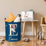Personalised Swan Lake Ballet Girl Initial Collosiple Laundry Storage Basket with Name and Handle Birthday Gift for Ballet Dancing Lovers