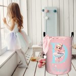 Personalised Swan Lake Ballet Girl Initial Collosiple Laundry Storage Basket with Name and Handle Birthday Gift for Ballet Dancing Lovers