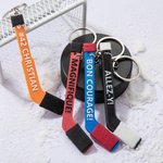 Porte-clés en Impression 3D Crosse de Hockey Personnalisé avec Texte Cadeau Anniversaire pour les Amateurs de Hockey Entraîneur