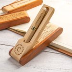 Set Stylo à Bille et Étui en Bois Naturel Personnalisé avec Texte et Nom Gravés 6 Styles à Choix Cadeau Anniversaire Fin d'Études pour Ami Professeur