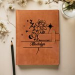 Fiore di nascita personalizzato con segno zodiacale A5 Copertina del taccuino in pelle PU con nome Regalo di compleanno per artisti e lavoratori d'ufficio