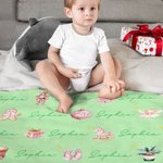 Personlig klassisk eventyrkarakterer Navn Mykt swaddle teppe og hatt sett Baby shower dåpsgave til nyfødt