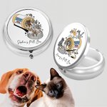 Personalized Dog Cat Medicine Bottle Round Mini Portable Pill Box with Name and Mirror Birthday Gift for Pet Lovers