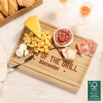 Gepersonaliseerde King of The Grill FSC Bamboo Gegraveerde Charcuterie Snijplank met Sapgroef Bruiloft Housewarming Gift voor Familie