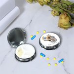 Personalized Dog Cat Medicine Bottle Round Mini Portable Pill Box with Name and Mirror Birthday Gift for Pet Lovers