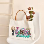 Gepersonaliseerde Cartoon Karakter Verpleegkundige Arts Assistent Canvas Tote Bag Waardering Verjaardagscadeau voor medisch personeel