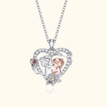 Personalisierte Herz Rose zwei-Ton Großmutter Enkelin Halskette mit Geburtssteinen Geburtstag Muttertag Geschenk für sie
