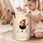 Personalised Swan Lake Ballet Girl Initial Collosiple Laundry Storage Basket with Name and Handle Birthday Gift for Ballet Dancing Lovers