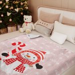 Couverture Douce Personnalisée avec Bonhomme de Neige Chapeau Haut Canne en Sucre Décoration de Maison Cadeau Anniversaire Noël pour Famille Enfants