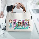 Gepersonaliseerde Cartoon Karakter Verpleegkundige Arts Assistent Canvas Tote Bag Waardering Verjaardagscadeau voor medisch personeel