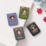 Personalized Cute Quirky Girl Magnetic Leather Bookmark Clip with Engraved Name Birthday Gift for Book Lovers Bookworm