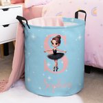 Personalised Swan Lake Ballet Girl Initial Collosiple Laundry Storage Basket with Name and Handle Birthday Gift for Ballet Dancing Lovers