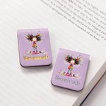 Personalized Cute Quirky Girl Magnetic Leather Bookmark Clip with Engraved Name Birthday Gift for Book Lovers Bookworm
