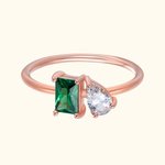 Personlig Dainty Square Teardrop Double Birthstone Ring Minimalistiske smykker Bursdag Bryllup Jubileum Gave til par familie
