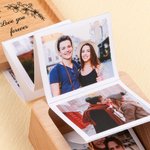Personalized Floral Text Wooden Pull Out Memory Collection Photo Box with 2-14 Accordion Pictures Birthday Anniversary Keepsake Gift for Family Friend