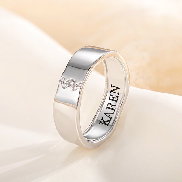 Gepersonaliseerde golvende kleine Cz Messing Ring met gegraveerde naam Huwelijk Verjaardag Verjaardagscadeau voor vrouwen
