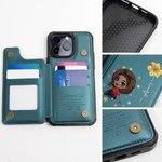 Personligt flip-flip-fodral för iPhone med RFID-blockering och korthållare Födelsedagspresent till flicka