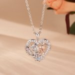 Personalisierte Herz Rose zwei-Ton Großmutter Enkelin Halskette mit Geburtssteinen Geburtstag Muttertag Geschenk für sie