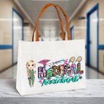 Gepersonaliseerde Cartoon Karakter Verpleegkundige Arts Assistent Canvas Tote Bag Waardering Verjaardagscadeau voor medisch personeel