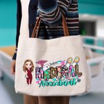 Gepersonaliseerde Cartoon Karakter Verpleegkundige Arts Assistent Canvas Tote Bag Waardering Verjaardagscadeau voor medisch personeel