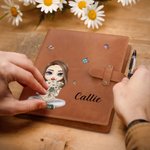 Taccuino A5 personalizzato in pelle PU tasca interna fiore di nascita 80 pagine personaggio cartone animato regalo speciale per mamma o nonna