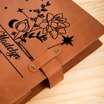 Fiore di nascita personalizzato con segno zodiacale A5 Copertina del taccuino in pelle PU con nome Regalo di compleanno per artisti e lavoratori d'ufficio