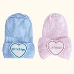 Personalisierte Streifen Säuglingskrankenhaus Mütze Beanie mit gesticktem Namen Neugeborenes Baby Dusche Geschenk für Baby Jungen Mädchen