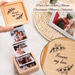 Personalized Floral Text Wooden Pull Out Memory Collection Photo Box with 2-14 Accordion Pictures Birthday Anniversary Keepsake Gift for Family Friend