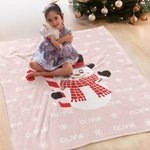 Couverture Douce Personnalisée avec Bonhomme de Neige Chapeau Haut Canne en Sucre Décoration de Maison Cadeau Anniversaire Noël pour Famille Enfants