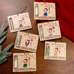 Porte carte d'argent personnalisé avec nom et fleur de naissance Cadeau de Noël pour la famille et les amis