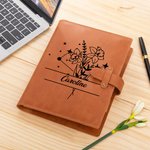 Fiore di nascita personalizzato con segno zodiacale A5 Copertina del taccuino in pelle PU con nome Regalo di compleanno per artisti e lavoratori d'ufficio