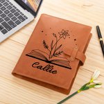 Couverture de Carnet A5 Personnalisé avec Nom et Fleur de Naissance Poussée dans le Livre Carnet A5 à Choix Cadeau pour Amis Collègue