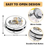 Personalized Dog Cat Medicine Bottle Round Mini Portable Pill Box with Name and Mirror Birthday Gift for Pet Lovers