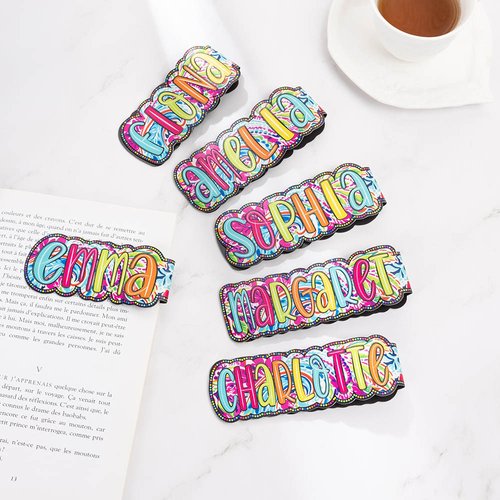 Where Every Chapter Knows Your Name - Personalised Bright Paisley Floral Doodle Magnetic Bookmark Clips Reading Birthday Gift