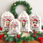 Personalisierte North Pole Special Overnight Service Cartoon Drawstring Santa Sack Weihnachten Geschenk Tasche mit Namen Urlaub Party Favors für Kinder Familie