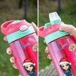 Personalizado lindo personaje de dibujos animados 16 oz botella de agua con la flor de nacimiento y el nombre de Cumpleaños de regalo para los niños