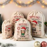 Personalisierte North Pole Special Overnight Service Cartoon Drawstring Santa Sack Weihnachten Geschenk Tasche mit Namen Urlaub Party Favors für Kinder Familie
