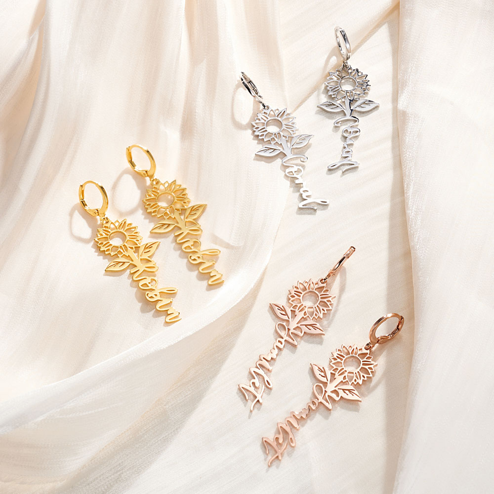 Boucles d'Oreilles Personnalisées Tournesol